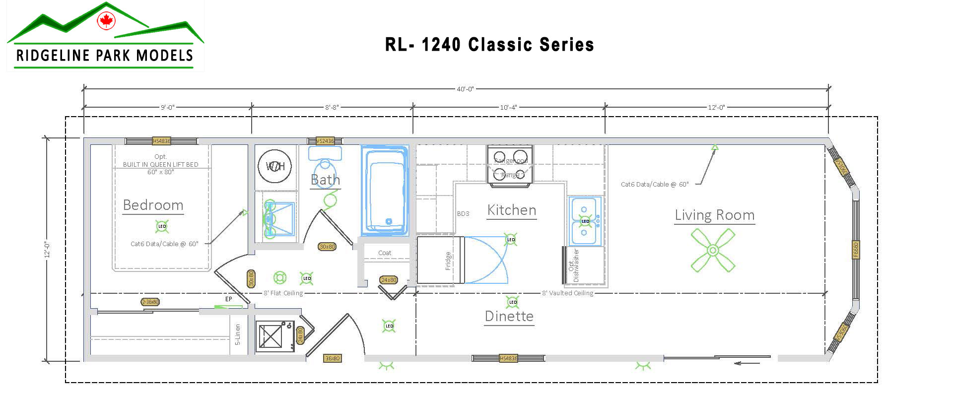 Plan RL-1238 from Ridgeline Park Models serving the Okanagan Valley and all British Columbia locations.
