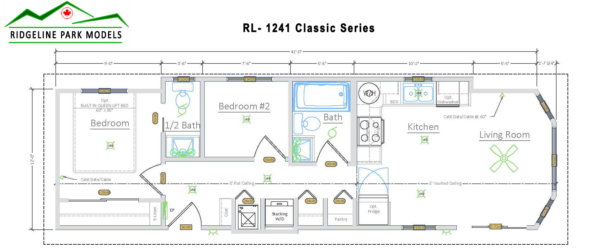 Plan RL-1238 from Ridgeline Park Models serving the Okanagan Valley and all British Columbia locations.