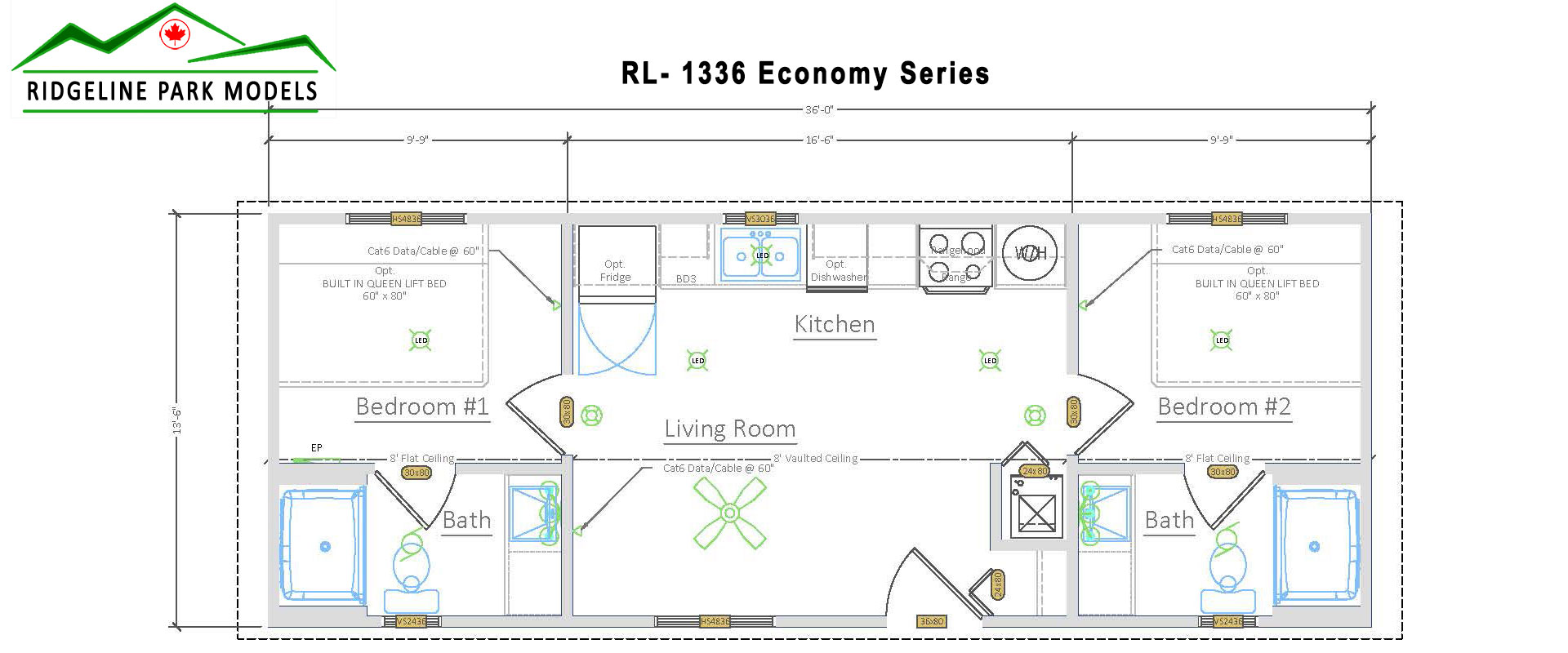 Plan RL-1336 from Ridgeline Park Models serving the Okanagan Valley and all British Columbia locations.