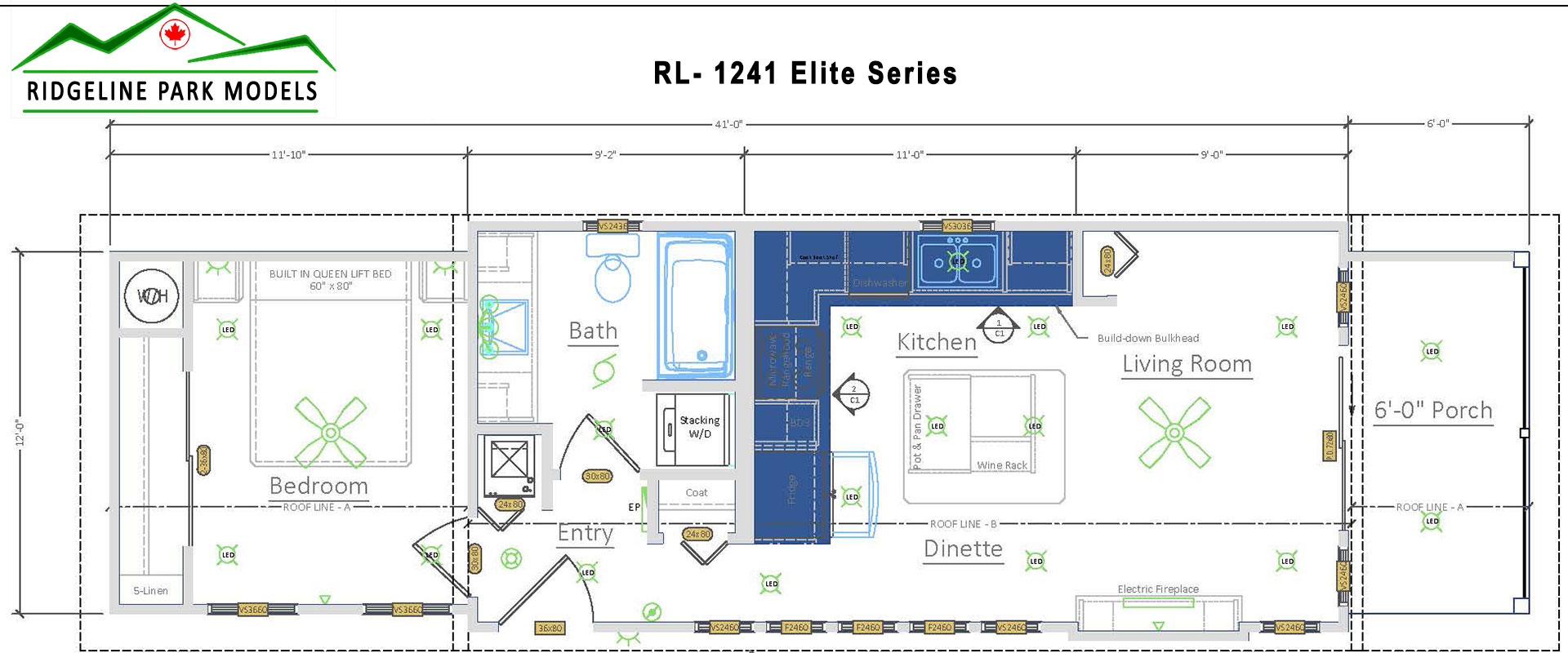 Plan RL-1241 Elite Series from Ridgeline Park Models, serving the Okanagan Valley and all British Columbia locations.